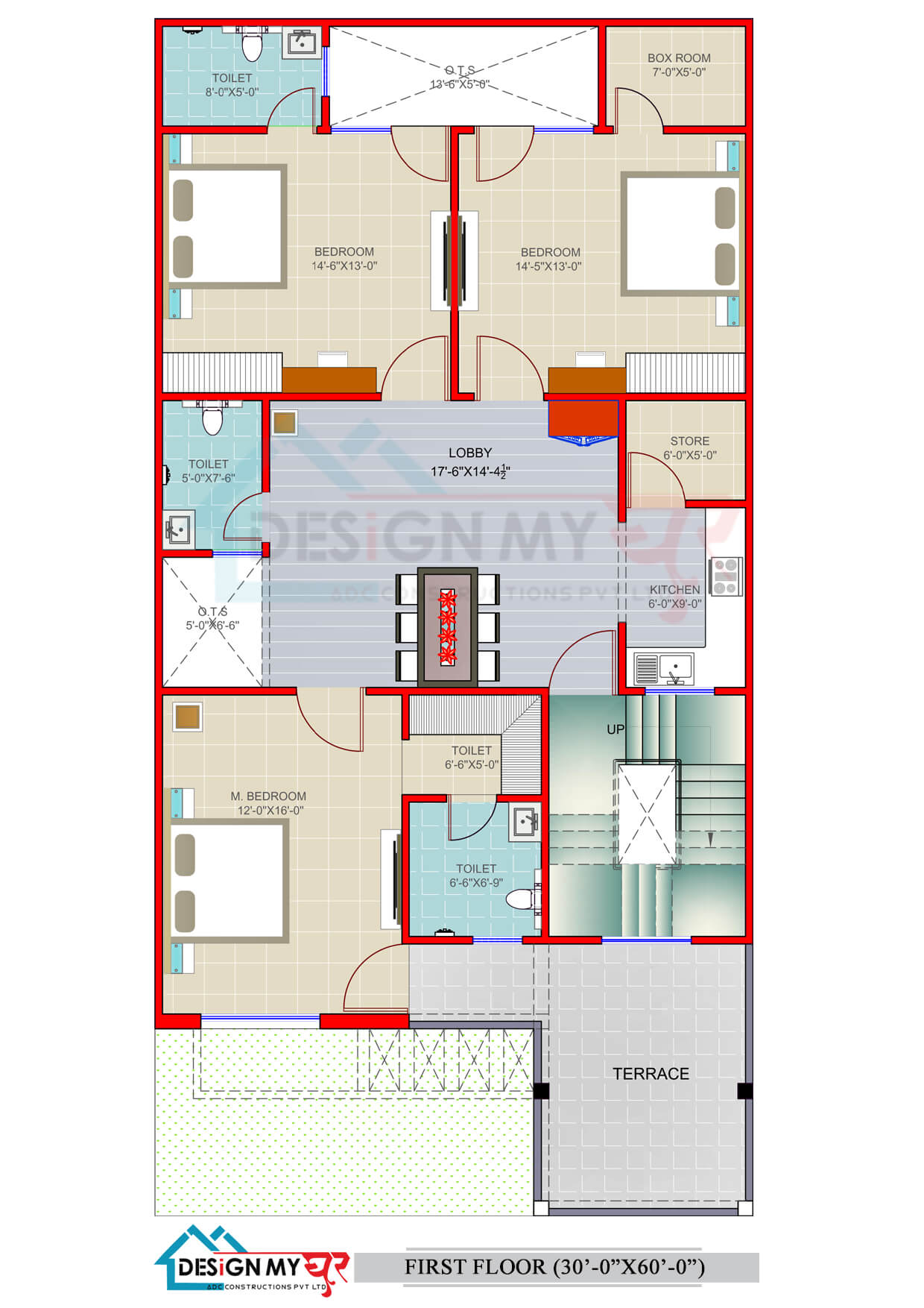 30X60 House Plan South Facing