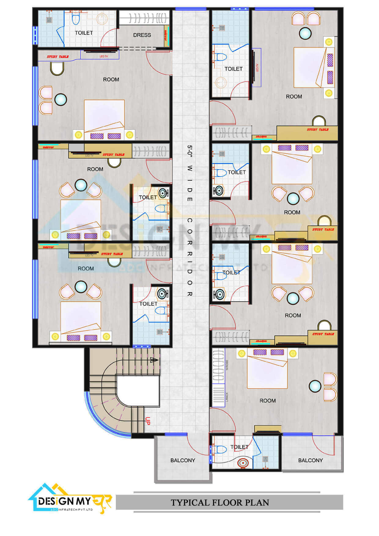 60x120 Hotel Plan,North Facing